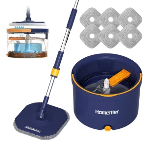 Mops Cleaning Tool for Spin Mop Bucket Set with 360 Rotating Clean and Dirty Separation Telescopic Handle
