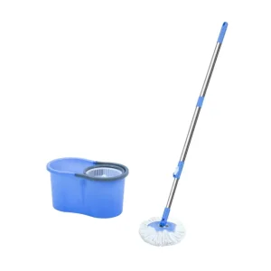 Mops Floor Cleaning Bucket Set Microfiber 360 Spinning Steel Magic Wet Mopping Home Floor 2 Mopheads Lightweight
