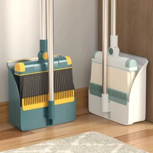 Multi-Function Broom and Dustpan Set PP Material with Soft Bristles and Stainless Steel Handle for Cleaning