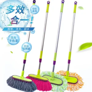Multi Function Chenille Car Wash Mop 3 in 1 Telescopic Cleaning Brush for Car Washing Floor Cleaning and Water Squeegee