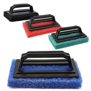 Multi Functional Household Handheld Cleaning Brush 6” Scrub Pad with Black Handle Screen Print Ink Scrub Brush