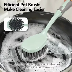 Multi Functional Long Handle Kitchen Cleaning Brush Soft Bristle Dish Brush for Household Use