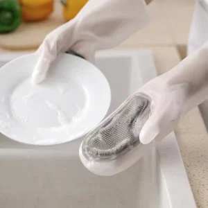 Multi Functional Portable Household Cleaning Gloves Waterproof Gel with Brushes for Housekeeping Use
