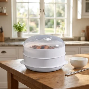 Multi Layer Bamboo Steamer for Microwave Oven Plastic Food Tray for Dumplings Rice Cooker Kitchen Cooking