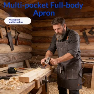 Multi Pocket Work Apron Adjustable Straps Durable for Tool Storage and Daily Wear