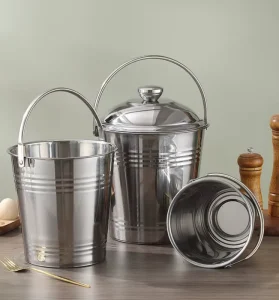 Multi-Purpose 20cm Diameter Stainless Steel Bucket Container for Home Cleaning Storage Agriculture