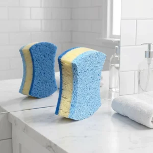 Multi Purpose 3 In 1 Dish Scrubber Sponge High Absorbent Cellulose Sponge for Bathroom and Kitchen Cleaning