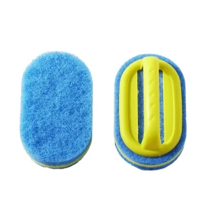 Multi Purpose 3.2cm Thickness Fiber Kitchen Scour Pad Sponge with Plastic Handle for Dish Cleaning Household Commercial Use