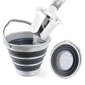 Multi Purpose 5L Round Cricket Bait Bucket Grey PP TPR Outdoor Mini Pail Laundry Plastic Collapsible Camping Bucket