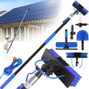 Multi Purpose 7 in 1 Telescopic Cleaning Pole with Soft and Hard Brushes Ideal for Home Roof and Window Cleaning Tasks