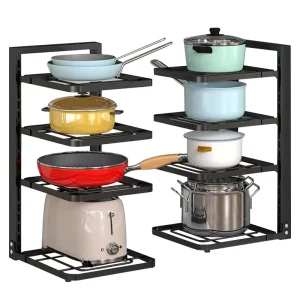 Multi-Purpose Adjustable Heavy-Duty Cabinet Snap-On Pot and Pan Organizer Rack with Panels