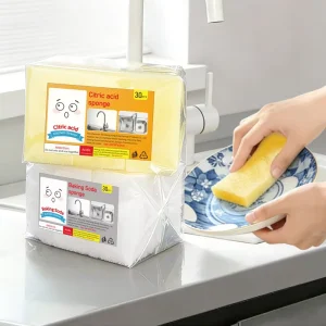 Multi Purpose Citric Acid Blend Scouring Pad Non Scratch Dishwashing Sponge Heavy Duty Cleaning Sponge