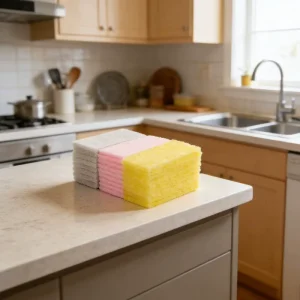 Multi Purpose Citric Acid Infused Scouring Pad Non Scratch Dishwashing Sponge Heavy Duty Cleaning Sponge