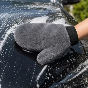 Multi-Purpose Coral Fleece Cleaning Glove for Car Wash and Interior Dusting Super Soft Absorbent Wash Mitt with Elastic Cuff