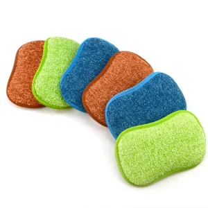 Multi Purpose Custom Household Cleaning Sponges for Dishes Cleaning No Scratches Microfiber Scrub Sponges for Kitchen Cleaning