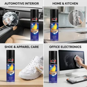 Multi-Purpose Foam Cleaner Spray for Car Interior, Shoes, Upholstery, Kitchen, Bathroom and Tires