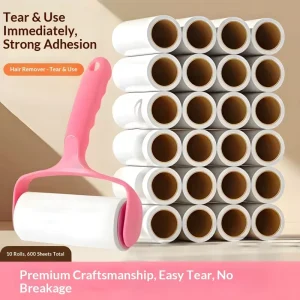 Multi Rolls Lint Roller Refill Set Non Breakable Tear Paper Ergonomic Handle Pet Fur Removal Tool