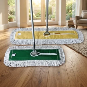 Multi-Size Swivel Cotton Yarn with Drawstring Frame Metal Handle Dust Mop for Hotel Hospital Commercial Floor Cleaning