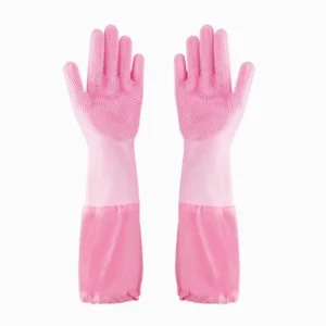 Multi color Selectable Reusable Silicone Dishwashing Gloves Waterproof & Durable for Household Kitchen Cleaning