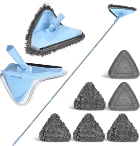 Multi-functional Bathroom Cleaning Glass Mop 3 In 1 Squeegee Folding Triangle Mop Dust Window Mop