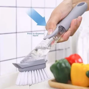 Multi functional Liquid dispensing Pot Scrubber Dish Brush Kitchen Cleaning Brush Automatic liquid addition Pot washing Tool