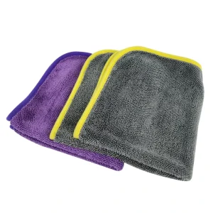 Multi-purpose Lint Free Water Absorption Dust Removal 40*40cm 600gsm Car Twisted Drying Cleaning Cloth Towel