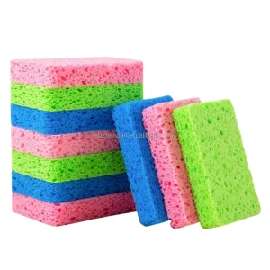 Multicolor Compressed Cellulose Dishwashing Cleaning Sponge Eco Friendly Biodegradable Scouring Pads