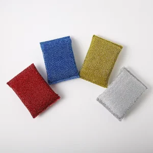 Multicolor Eco friendly Durable Absorbent Rectangle Shape Double Side Microfiber Thick Scouring Pads Sponge Kitchen