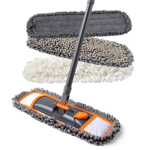 Multifunction Microfiber 55-Inch Dust Mop with 3 Washable Pads for Floor Cleaning