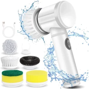 Multifunctional 5 in 1 Handheld Electric Spin Scrubber Magic Brush Usb Charging Washing Brush for Cleaning Kitchen Window Sink