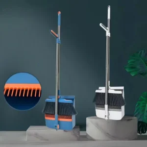 Multifunctional Broom & Dustpan Set with PP Soft Wool Broom Head and Plastic Handle Home Cleaning Broom Stick