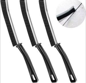 Multifunctional Cleaning Brush Nylon Bristles Long Plastic Handle Customizable Color for Car Gaps Bathroom Office Black 1 Piece