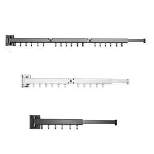Multifunctional Clothes Drying Rack Space Aluminum with Hooks Wall mounted Rotating Telescopic Folding Clothes Drying Rack