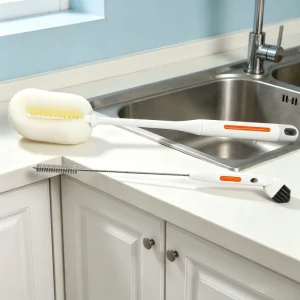 Multifunctional Cup Cleaning Brush Set with Long Handle Sponge Cup Brush and Straw Brush for Household Use