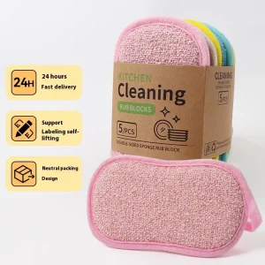 Multifunctional Household Cleaning Cloths Double Sided Thickened Dishwashing Sponge Wipe Oil Cleaning Cloth