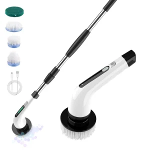 Multifunctional Household Tool Long-Handle Spin Scrubber Wireless Electric Cleaning Brush and Rechargeable Made of Plastic