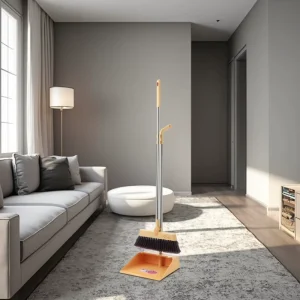 Multifunctional Indoor Plastic Broom Dustpan Set New Trends for Home Flooring & Bedroom Use Stainless Steel Head