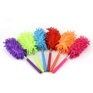 Multifunctional Telescopic Extended Stainless Steel Dust Duster Chenille Microfiber Feather Duster for Household Use