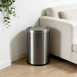 Multiple Capacity Commercial Standing Stainless Steel Big Size Waste Bin Self-Balancing Hotels Office Kitchen Home Outdoor Use
