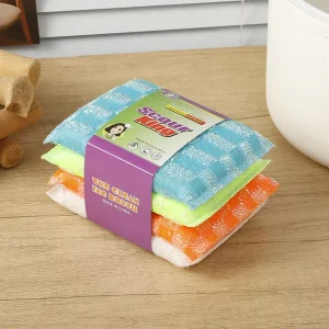 Multiple Colors Double Sided High Density Scouring Pad for Dishwashing & Cleaning