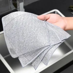 Multipurpose Custom Logo Wire Dishwashing Rag Non Scratch Wire Scrubbers Dishcloth Kitchen Towel Cleaning Cloths for Wet and Dry