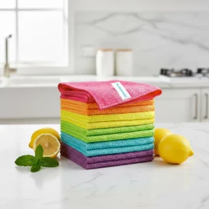 Multipurpose Eco-Friendly Square Microfiber Cleaning Towel Kitchen Bathroom Use High Absorbent Lint-Free Non-Scratch Waffle