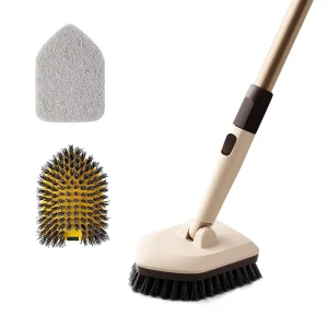 Multipurpose PP Floor Cleaning Brush with Replaceable Scrubber Pad Long Handle Telescopic Eco Friendly Tiled Bathroom