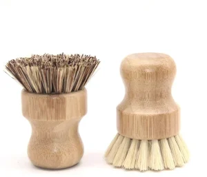 Natural Bamboo Wet Cleaning Brush with Hard Bristles Suitable for Kitchen Sink Bathroom Household Cleaning