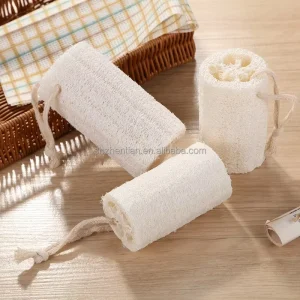 Natural Farm Loofah with Wooden Handle Cup Brush Hanging Loofah Pulp for Kitchen Cleaning Scouring Pad Reusable Old Loofah