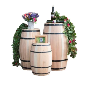 Natural Oak Wooden 60cm Beer Wine Barrel Decor Red Party Durable Portable Ice Bucket for Beverages
