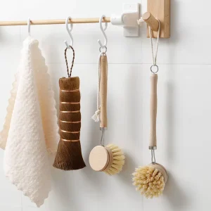 Natural Pan Cleaning Brush Sisal Hemp Bristle Wooden Handle Dish Cup Bottle Bowl Pot Washing Brush Kitchen Cleaning Tool