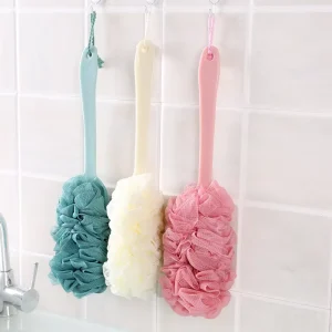 Natural Plastic Long Handle Bath Brush Exfoliating Back Cleaning Brush for Home Spa Hotel Bath Accessories