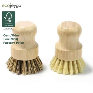 Natural Scrub Washing Pot Brush Durable Portable Bamboo Dish Brush for Kitchen