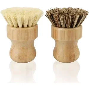 Natural Scrub Washing Pot Brush Durable Portable Bamboo Dish Brush for Kitchen